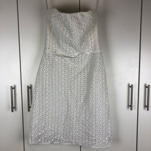 White Eyelet Lace Strapless Dress Size 12
